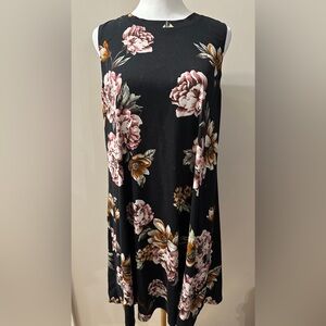 Floral Sleeveless Mini Dress - Black and Pink